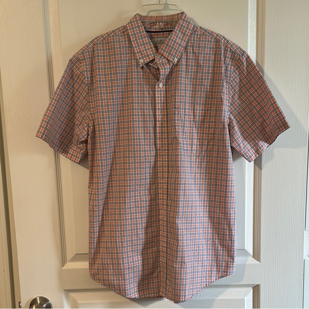 Croft & Barrow Short-Sleeve Plaid Button-Down Shirt - Blue & Orange